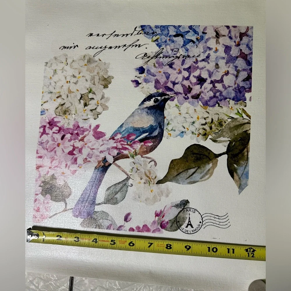 Printed art on loose unstretched‎ Canvas Bluebird Hydrangea Craft